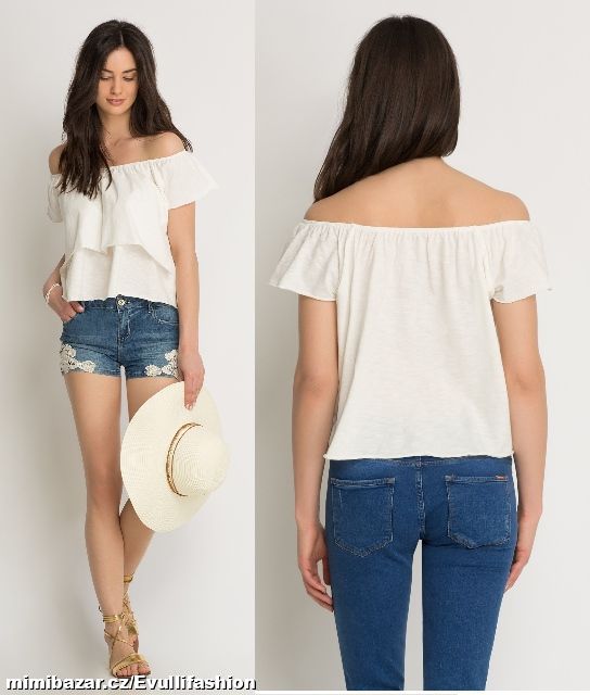 Bílý volánkový top ORSAY vel. M