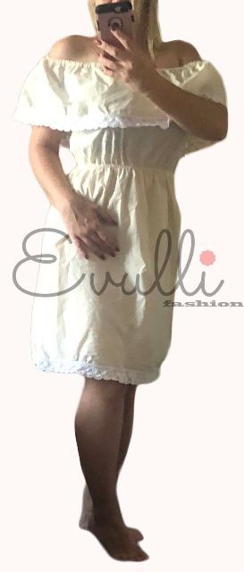 Krémové šaty s volánem vel. M