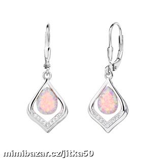 Stříbrné visací náušnice s opálem