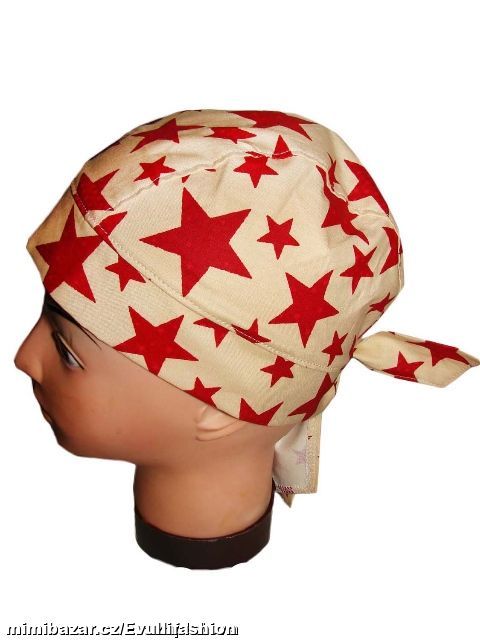 Letní plátěná pirátka s krytím krku 48-54 cm