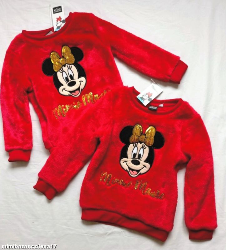 2 NOVÉ MIKINY-MINNIE MOUSE pro dvojčata, 2-3 roky, 