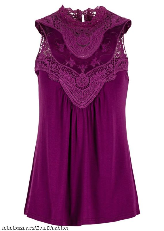 Krajkový vínový top BODYFLIRT vel. 32/34