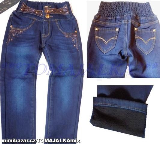 ZIMNÍ OTEPLENÉ RIFLE KALHOTY PODŠITÉ jeans 110-140