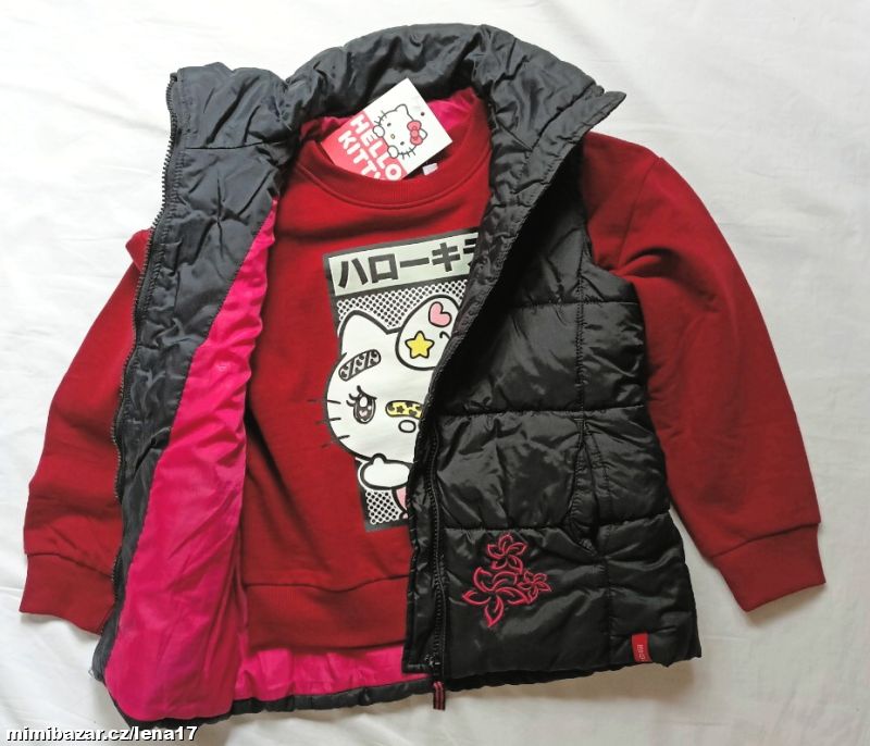 DÍVČÍ VESTA-SAM + NOVÁ MIKINA HELLO KITTY 6-7 let, 