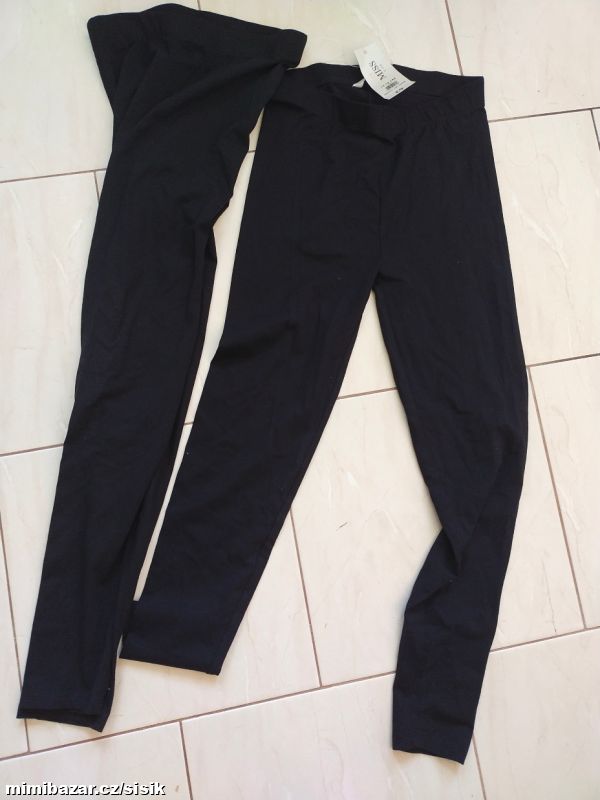 2x černé dívčí bavlněné legíny - elasťáky