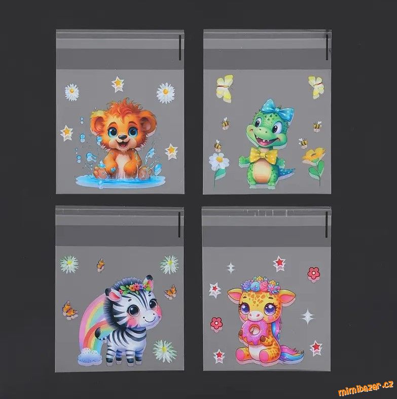 Dárkové celofánové sáčky se zvířátky malé 4 ks