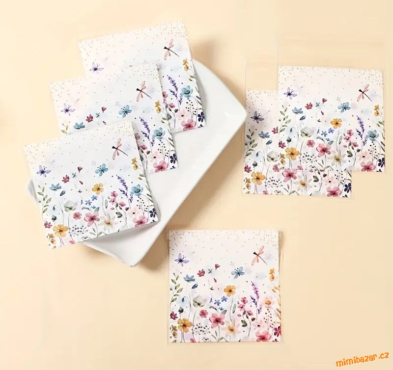 Dárkové celofánové sáčky s květinami malé 4 ks