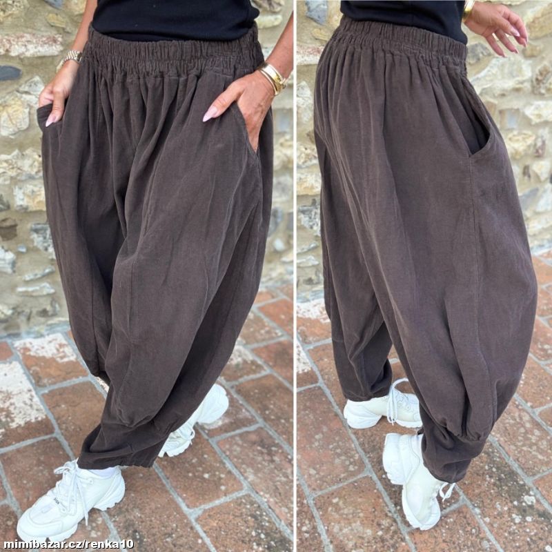 Dámské manžestrové kalhoty BAGGY - skladem