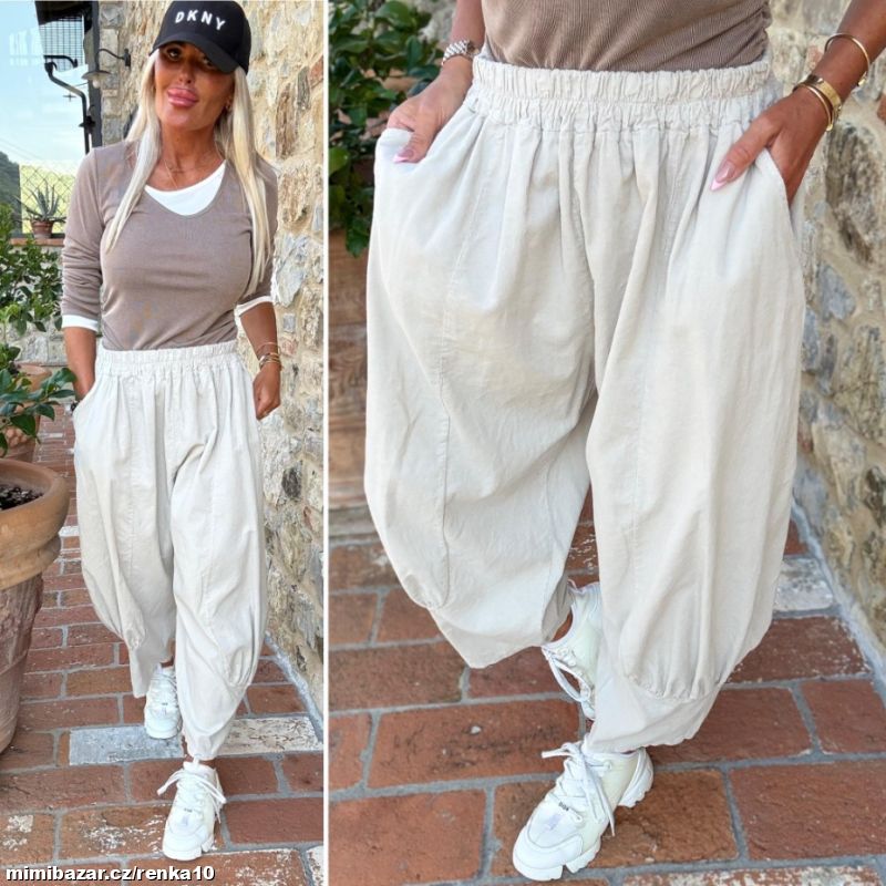 Dámské manžestrové kalhoty BAGGY - skladem