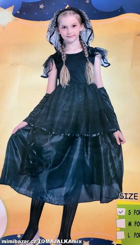 KARNEVAL KOSTÝM SET MASKA ČARODĚJ KA ŠATY 104-140