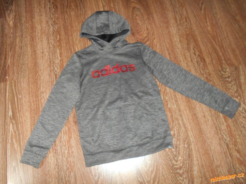 šedočerná funkční oteplená mikina bunda Adidas 158