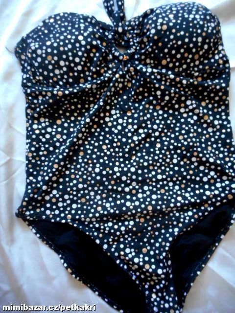 puntíkaté dámské plavky zlatá aplikace uk 16 prsaC