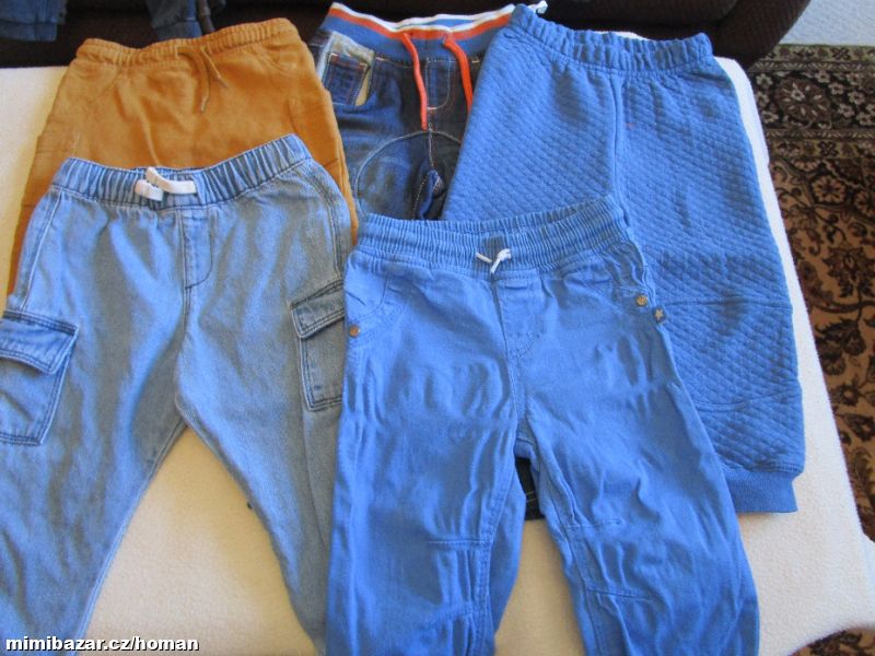 5x kalhoty, tepláčky a rifle, vel. 86, cena celkem