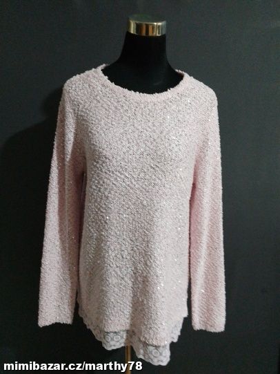 *** ÚŽASNÝ DÁMSKÝ SVETR S FLITRY, VEL.L ***
