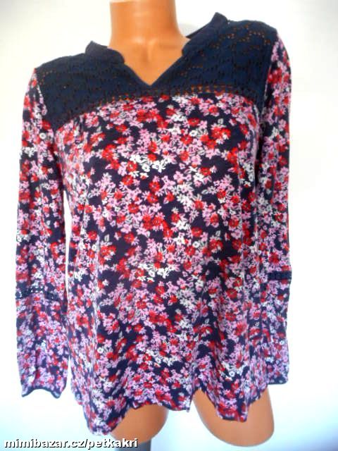 modré květ tričko uk 16