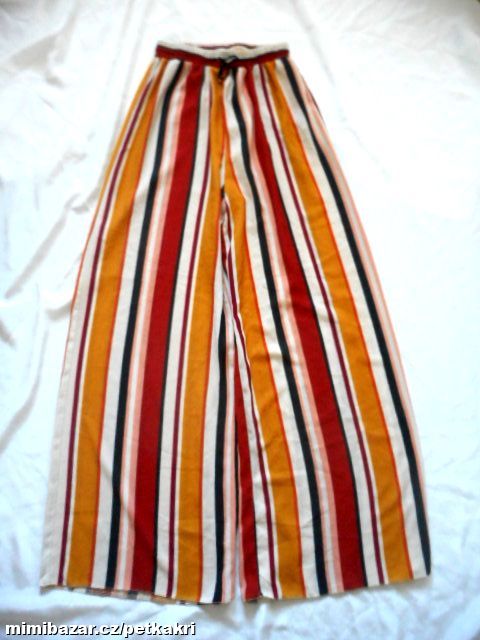pruhované široké kalhoty uk 10