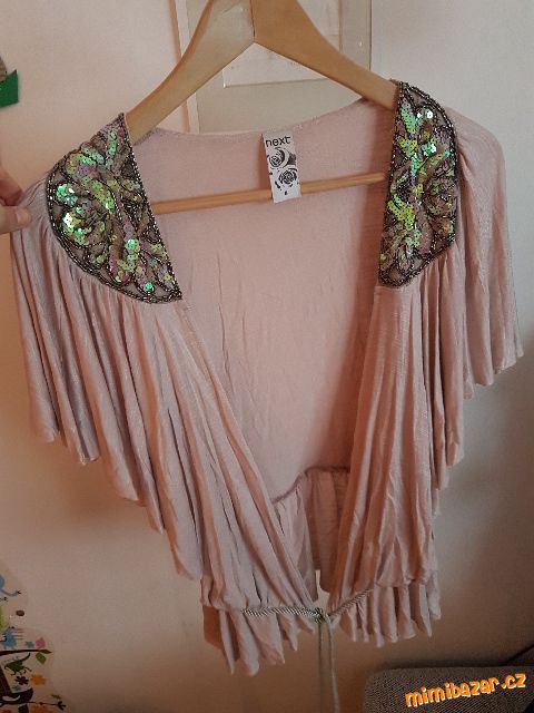 Motýlí Cardigan s flitrovými nášivkami starorůžový