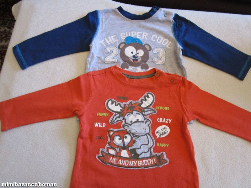 2x bavl. tričko, dl. rukáv, cena celkem