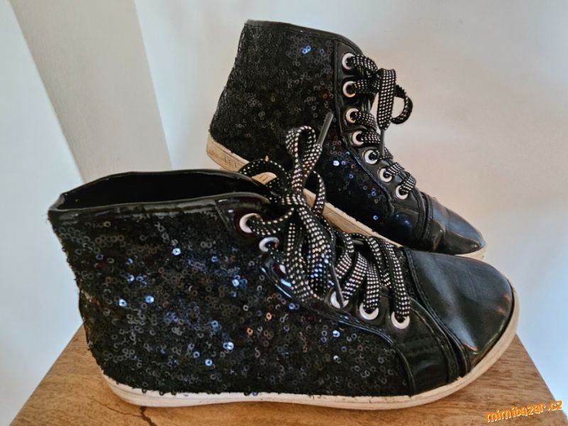 Sneakers kotníkové boty s třpytkami