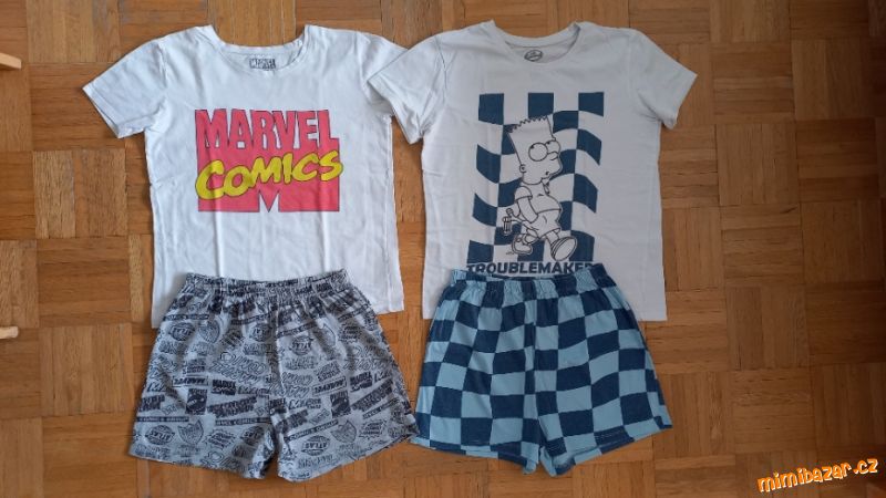 2x krátké letní pyžamo Marvel a Bart Simpson v152