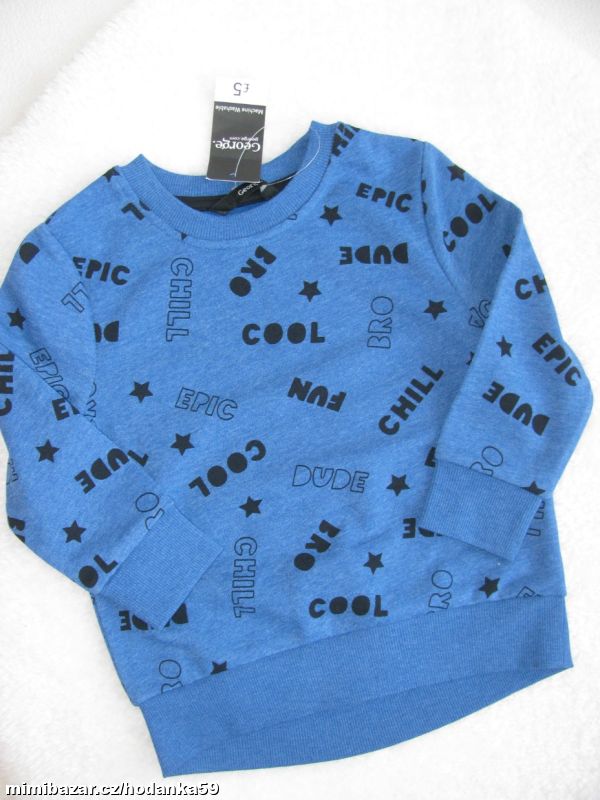 Modrá bavlněná chlapecká mikina s potiskem