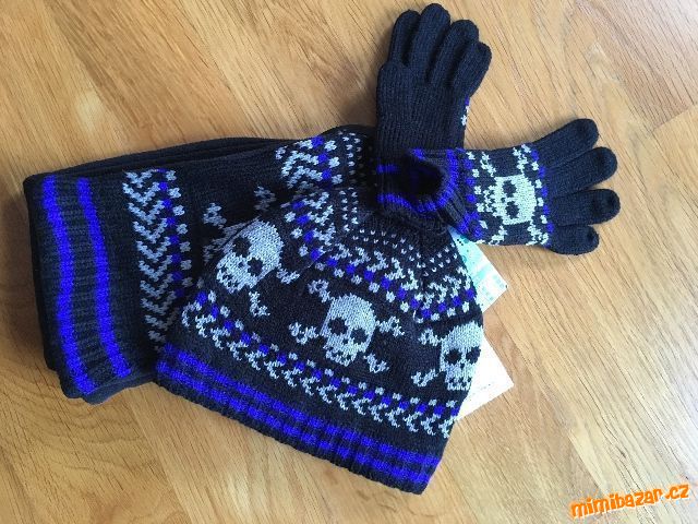 Čepice, šála, rukavice-komplet-!NOVÉ!