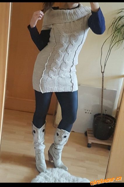 Nude /bezovy svetr bez rukavu off schoulders