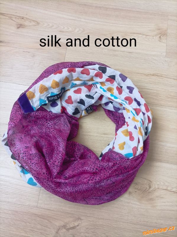 Šál šátek tunel Plomo o Plata silk cotton