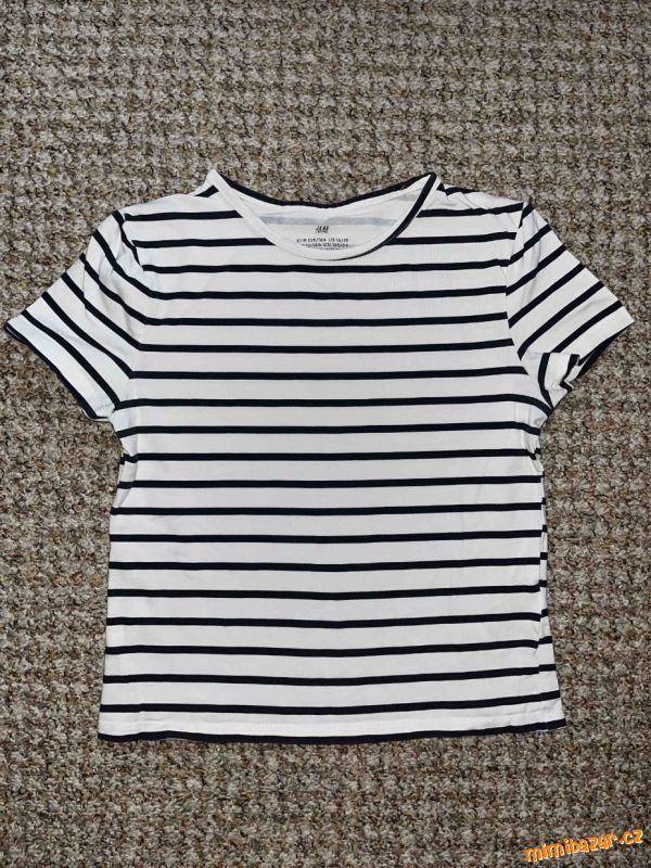 Bavlněné pruhované triko, tričko H&M