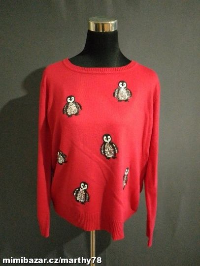 *** KRÁSNÝ DÁMSKÝ SVETR S APLIKACÍ, VEL.L ***