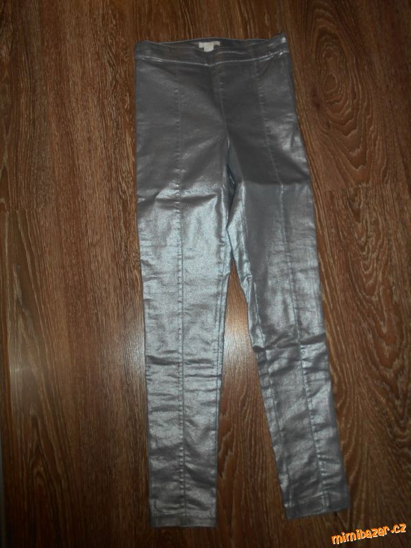 stříbrné elastické slavnostní kalhoty H&M 38 170