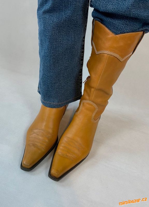 Kožené kozačky, ECCO, lux. v. 38