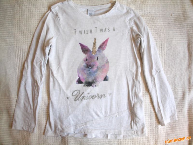 Krásné tričko Lindex, králík-jednorožec, 140