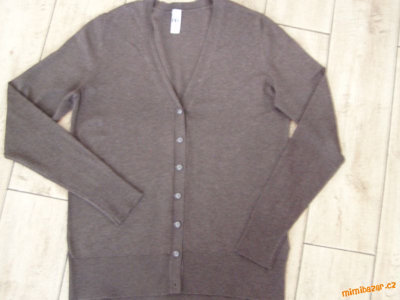 Tmavě hnědý rozepínací svetr kardigan