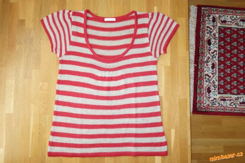 Červeno béžová dámská úpletová vesta vel.40/42