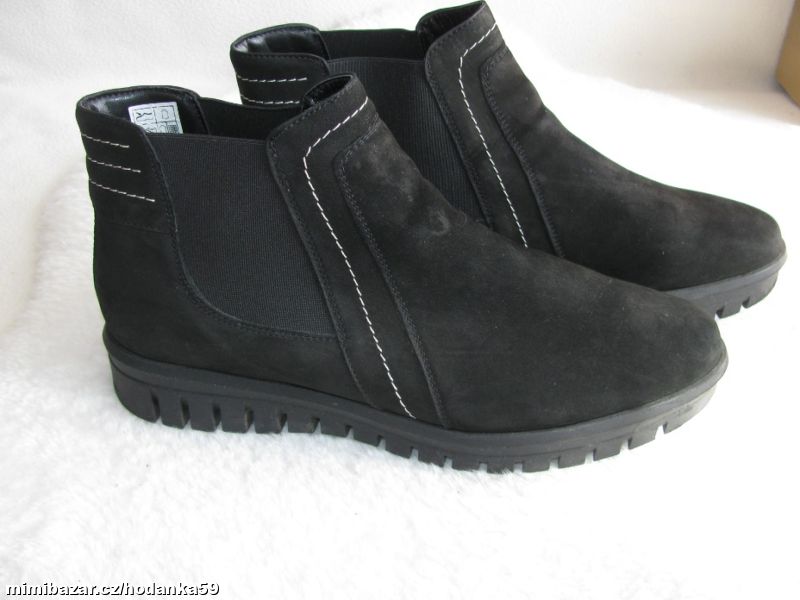 Dámská kožená černá kotníková obuv, podzim, zima
