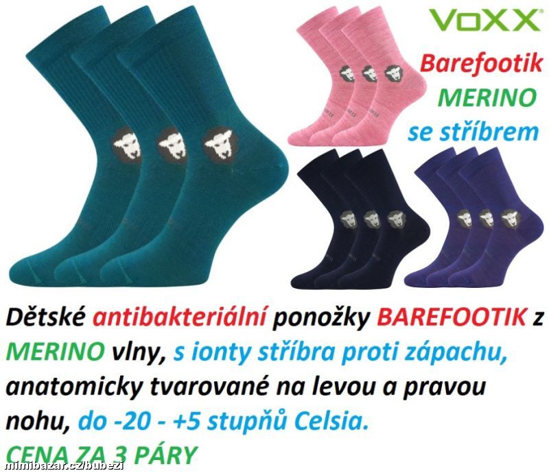 Dětské ponožky VoXX BAREFOOTIK MERINO se stříbrem