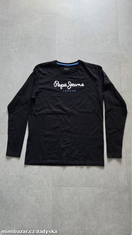 Pánské černé tričko s dlouhým rukávem Pepe Jeans