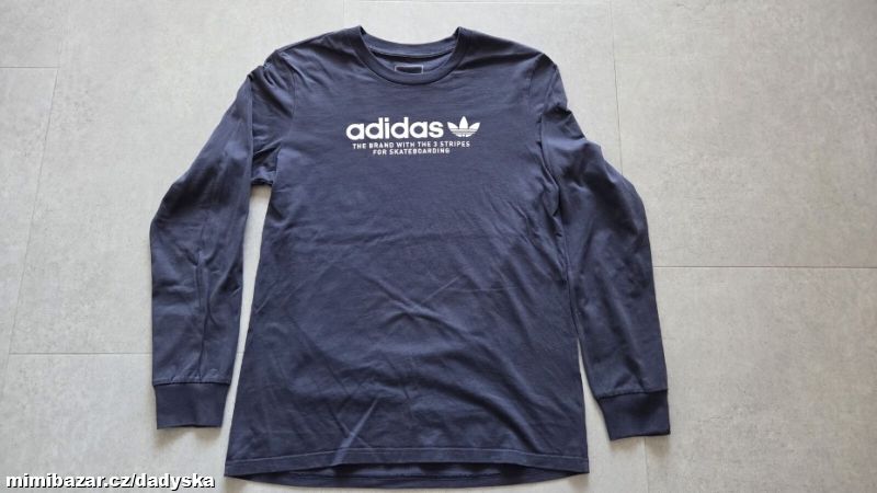 Pánské šedomodré tričko s dlouhým rukávem Adidas
