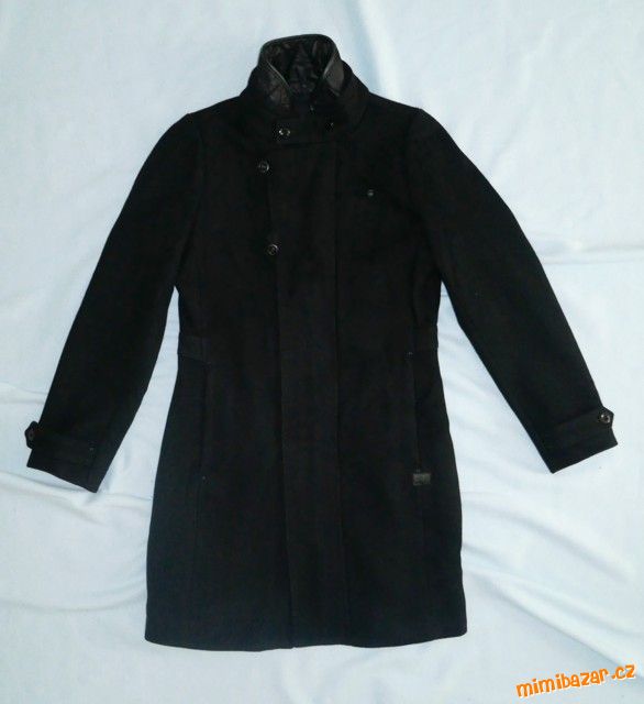 Kvalitní černý vlněný kabát/paleto G-Star