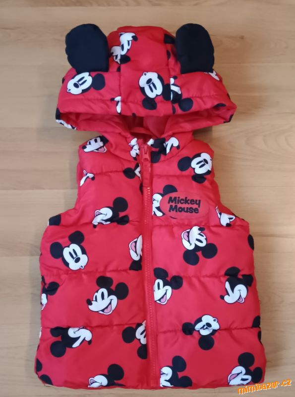 Nádherná podzimní vesta Mickey s oušky na kapuci