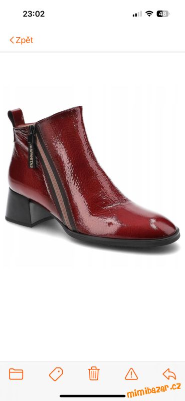 Luxusní kotnikové bordó boty