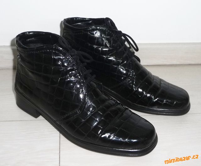 Kožené kotníkové lakované boty Gabor