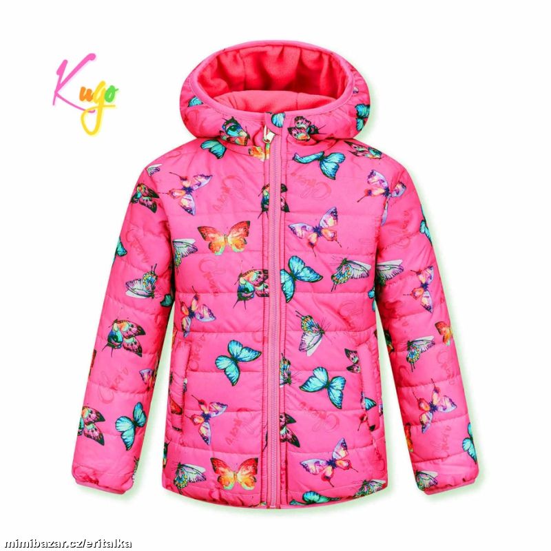 Dívčí zimní bunda s motýlem Kugo, vel. 98-128