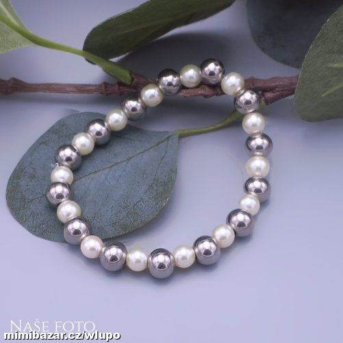 Perličkovo-ocelový náramek