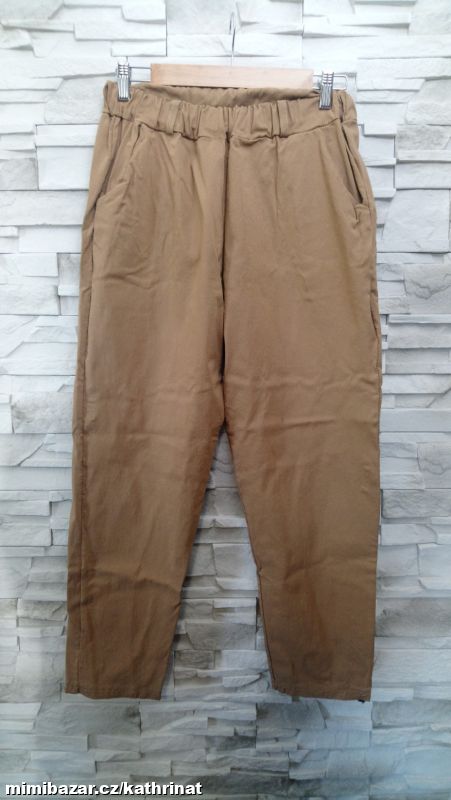 Hnědé pružné kalhoty Italy, vel. L-XL