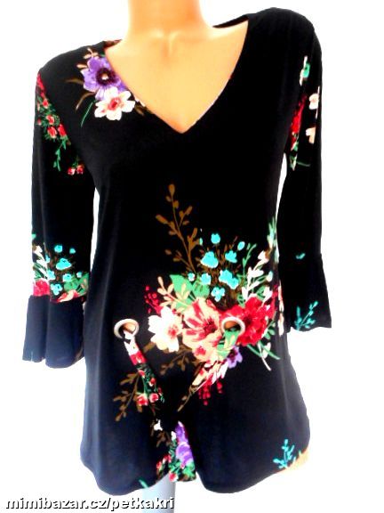 černý květovaný top s páskem uk 10