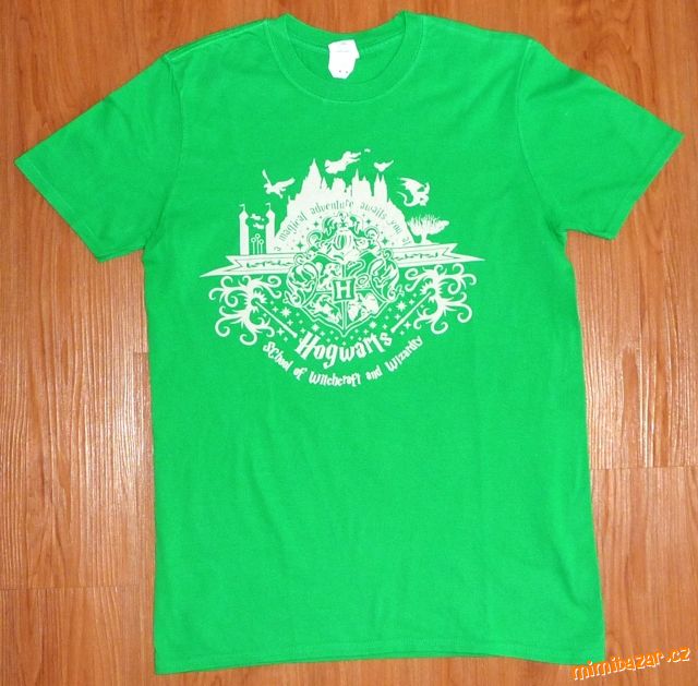 Zelené bavlněné tričko Bradavice