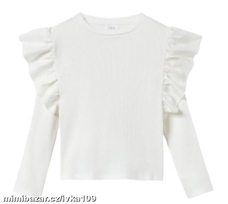 Zara žebrované tričko s volánky vel.152