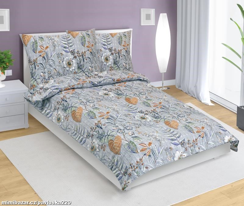 Povlečení krepové Listí fialová